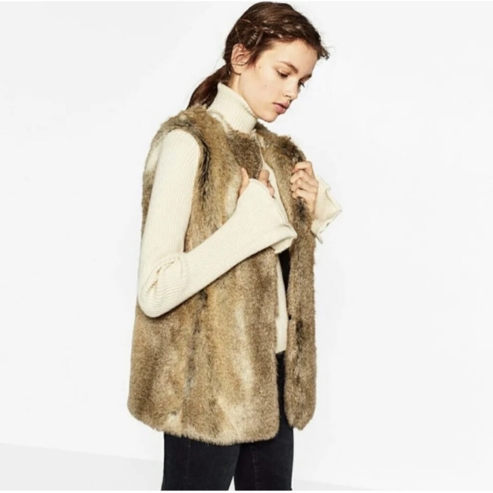NWOT zara faux fur vest
